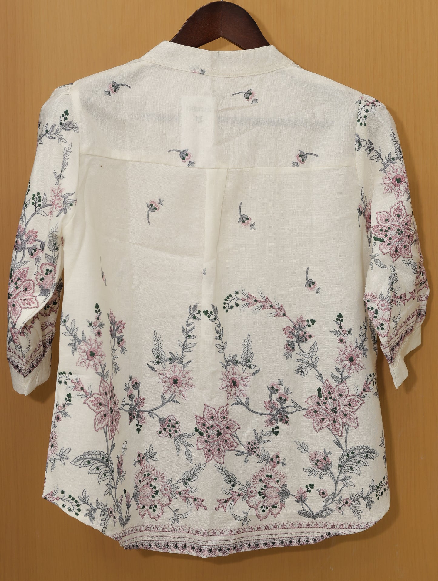 Floral Boho Chic White Linen Top