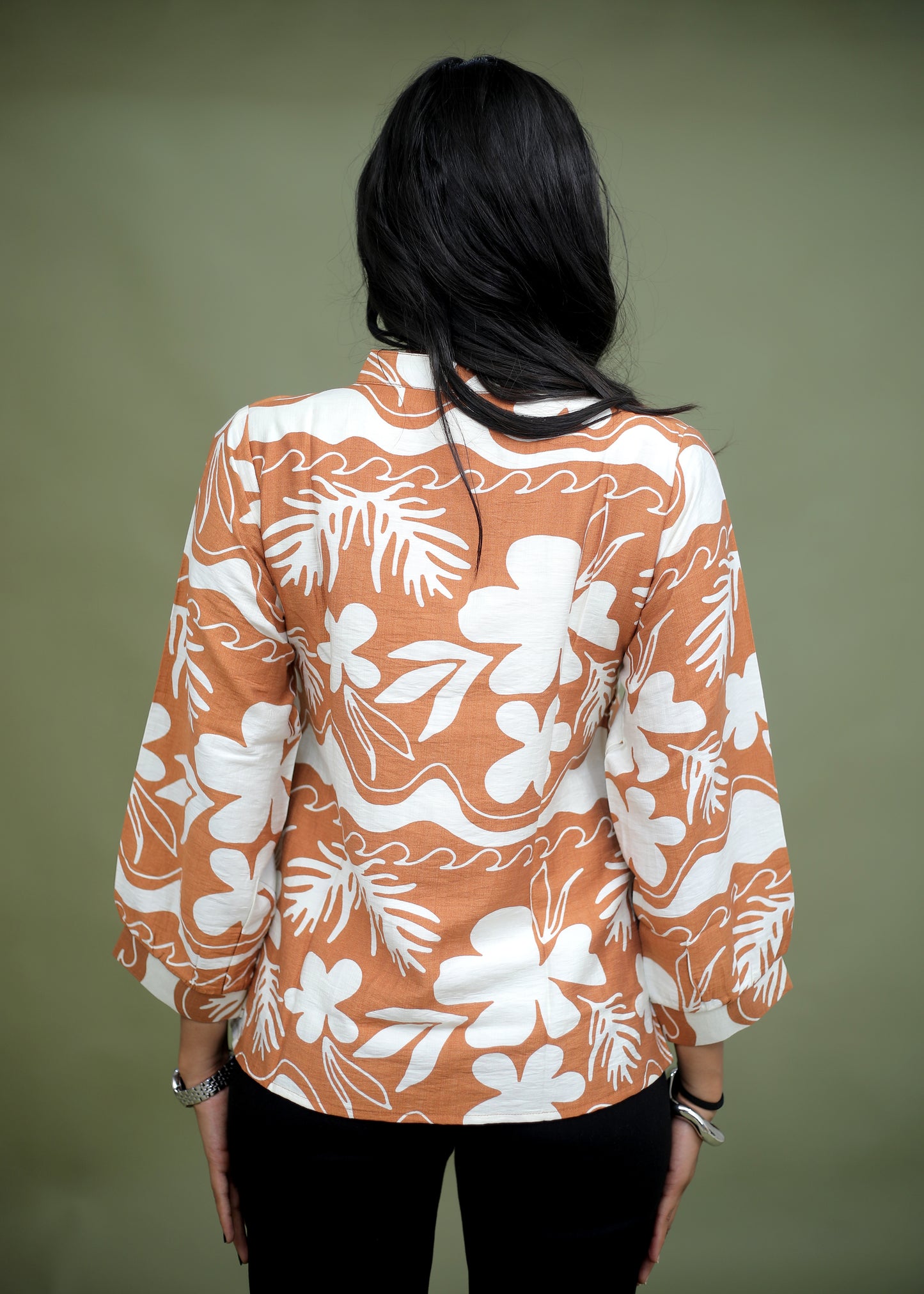 Terracotta Floral Printed Top