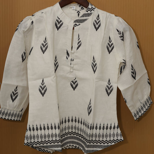 Handloom Inspired Linen Top