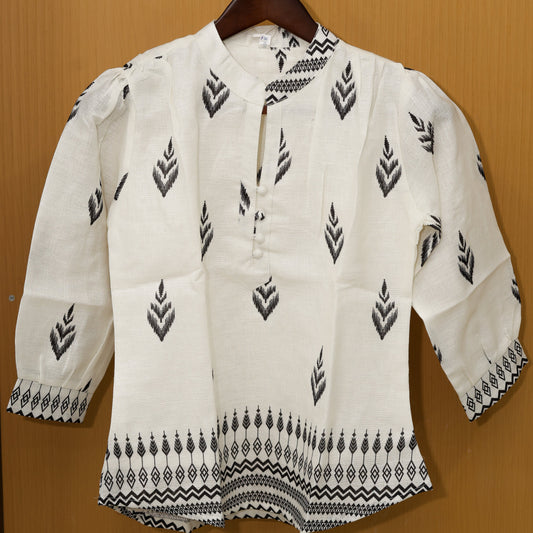 Handloom Inspired Linen Top