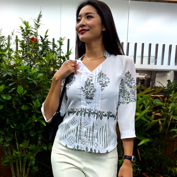 White Printed Top