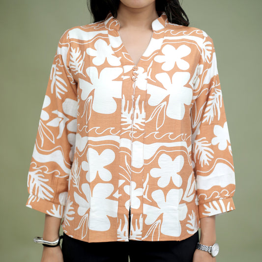 Terracotta Floral Printed Top