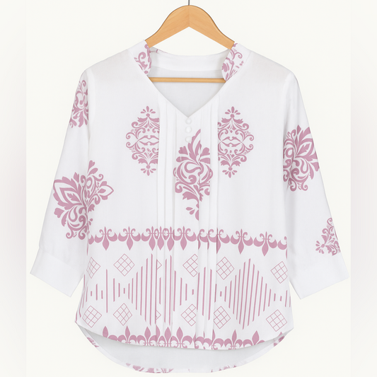 White Printed Top