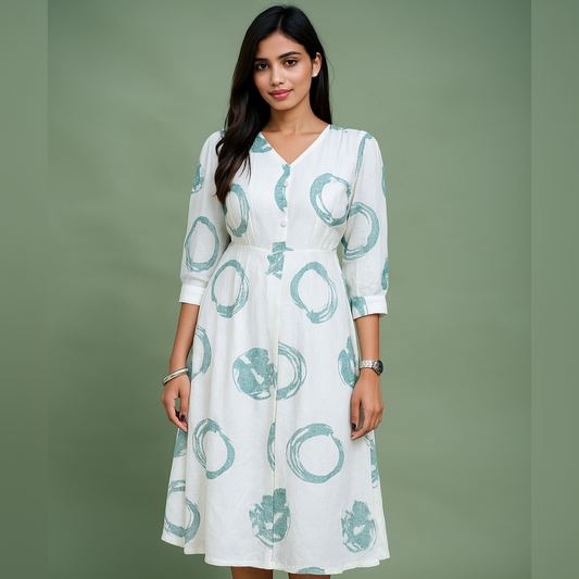 Ivory Cotton A-Line Dress