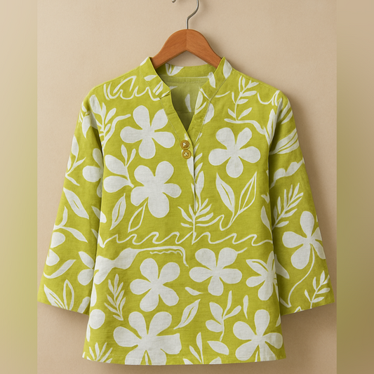 Green Floral Printed Top