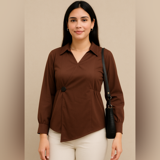 Mocha Brown Wrap Shirt